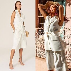 NICHOLAS Ivory Sleeveless Single Breasted Belted Tie Waist Tunic Jacket Vest‎ 4